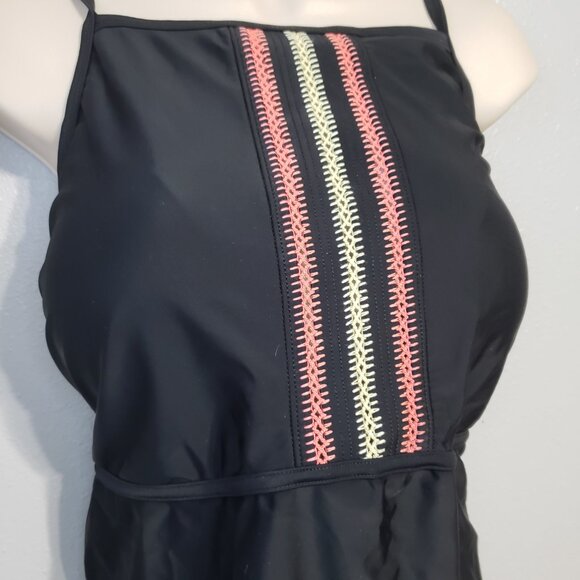 Black Women's Tankini Swimsuit 3X Plus Size Swim Shorts True Craft 2 Piece Suit - Picture 2 of 15